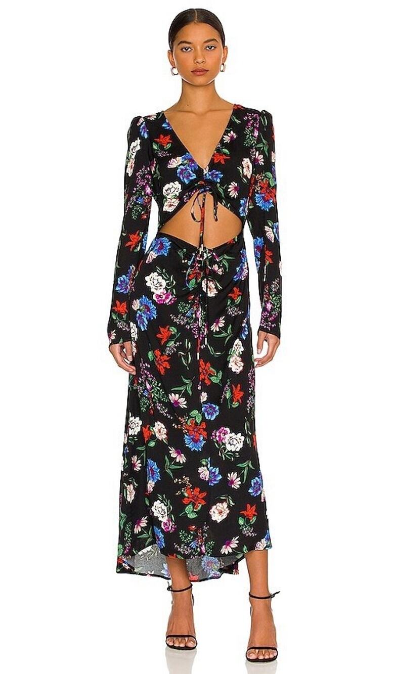 AFRM REVOLVE Midori Floral Cinced Cut Away Front Maxi/Midi Dress Size XS
